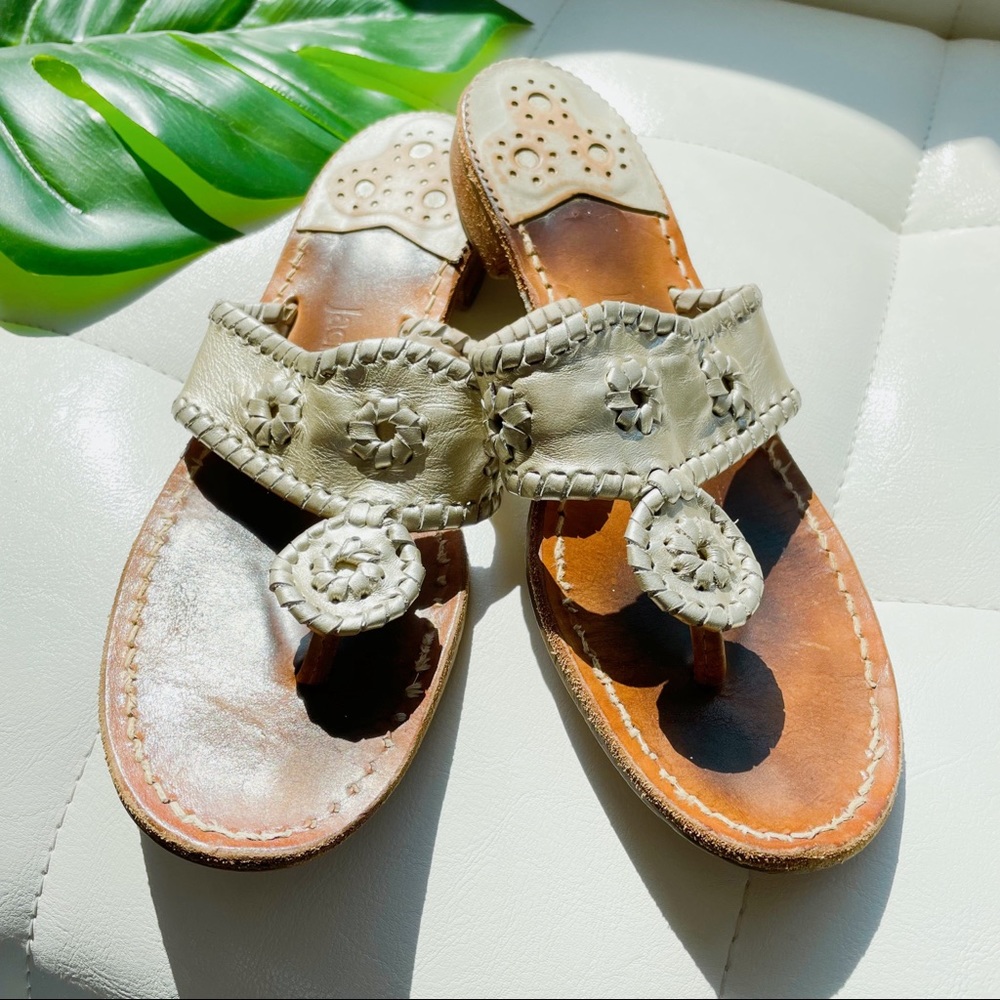 JACK ROGERS | Jacks Flat Sandal 8M Italian Signature Metallic Leather